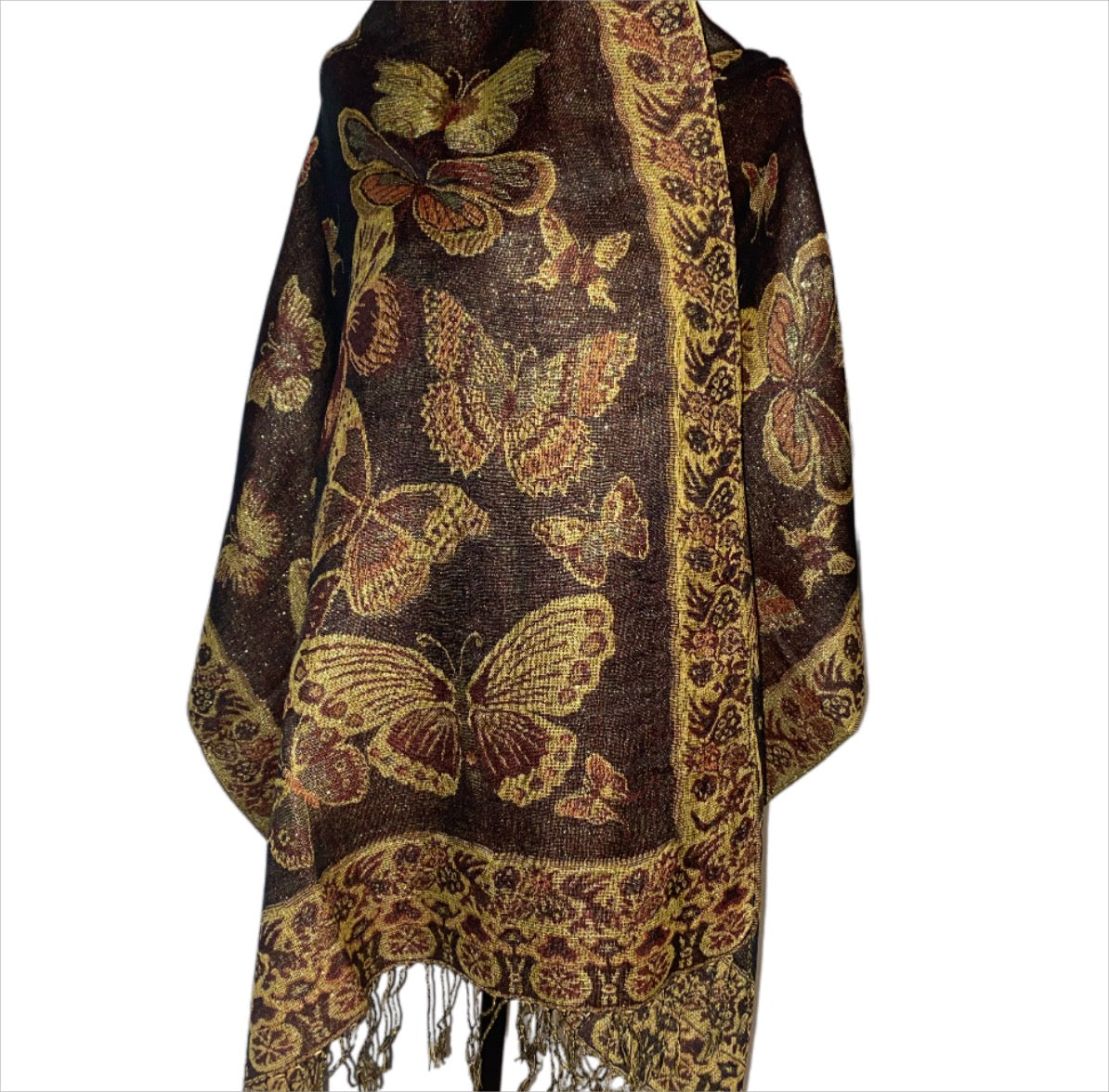 Brown Butterfly Pashmina